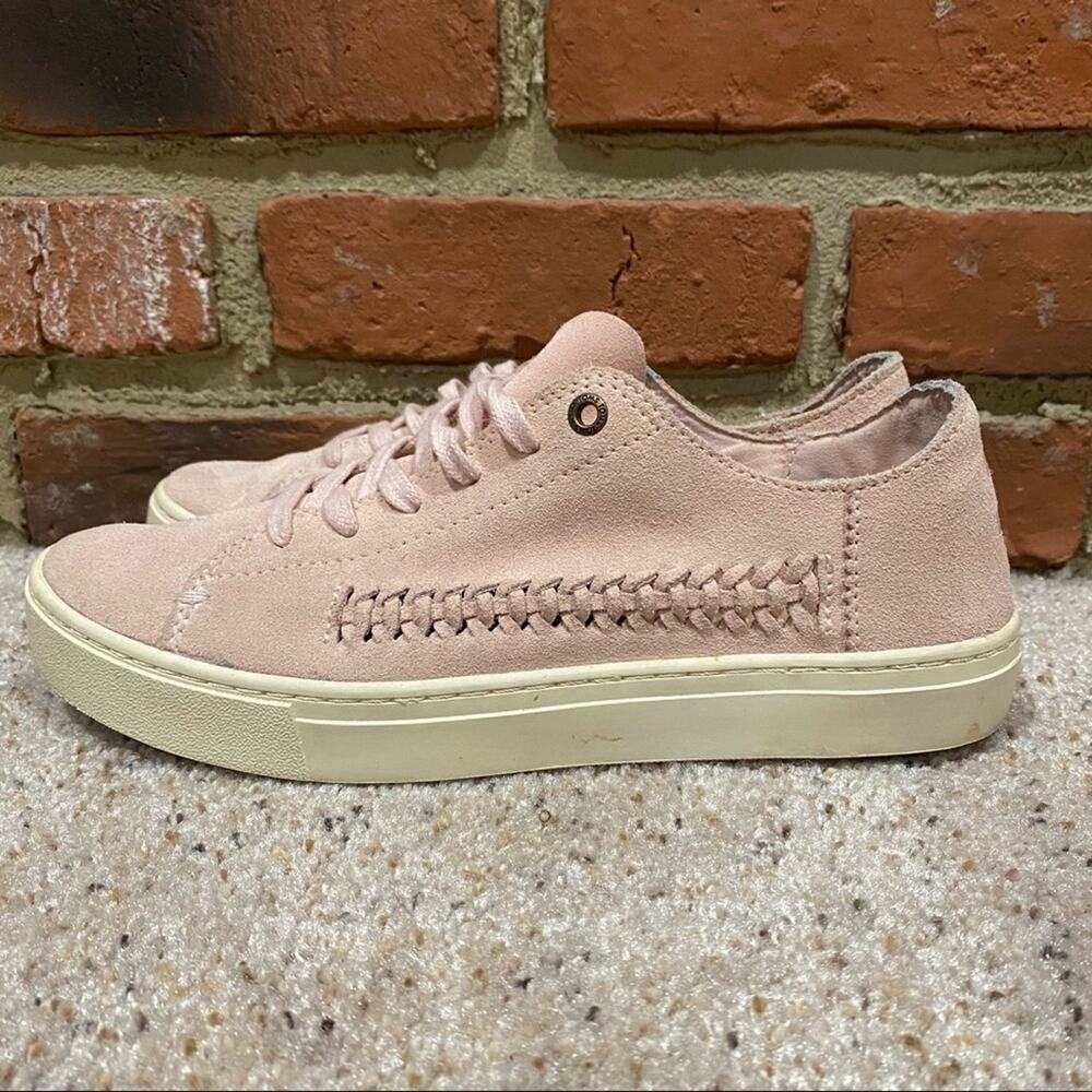 TOMS Pink Suede Sneakers Women’s 7 Blush Lace Up Low Top Whipstitch - Picture 7 of 7